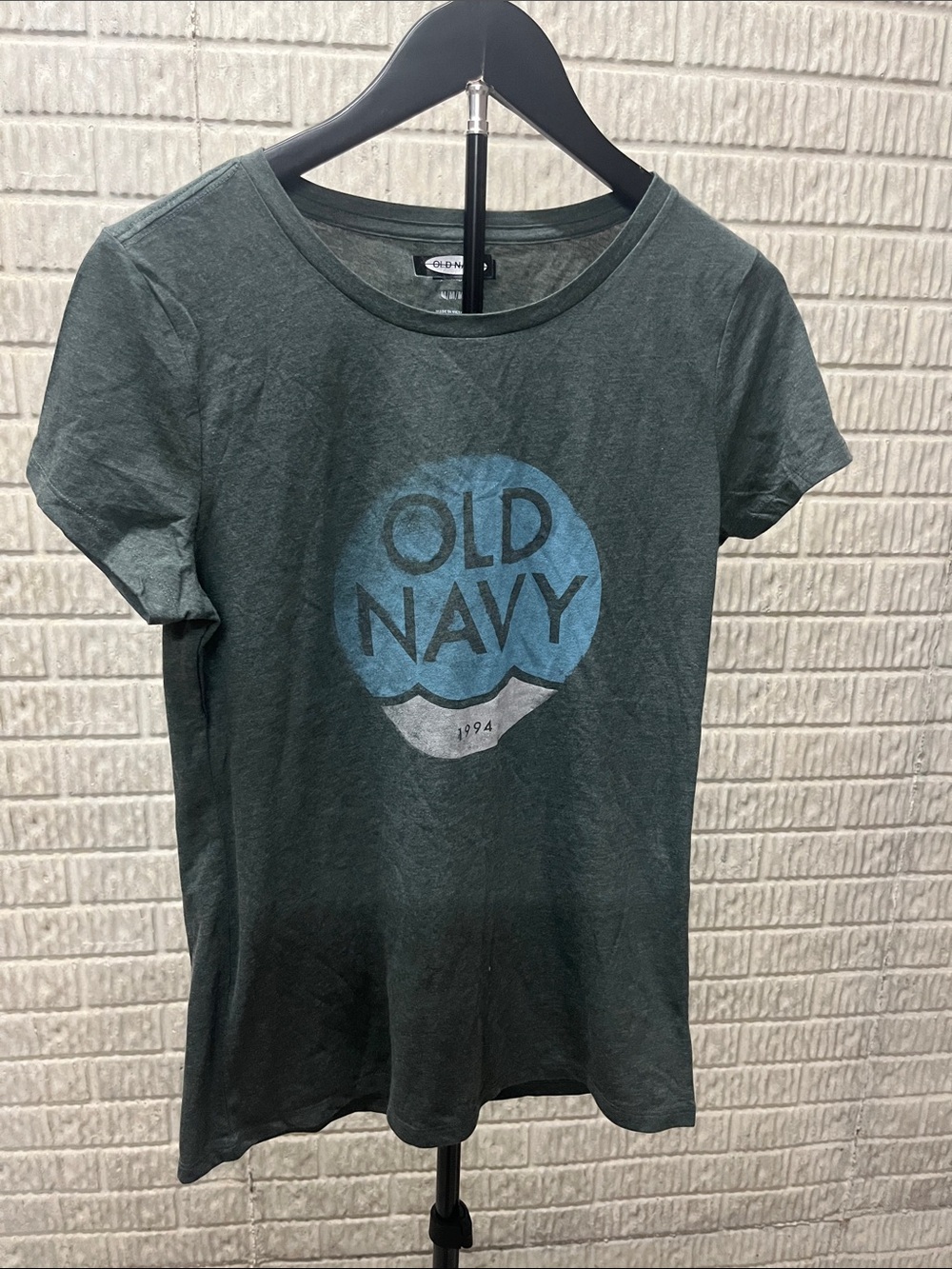 Old Navy Girls' Forest Green Short Sleeve Tee with Blue Logo